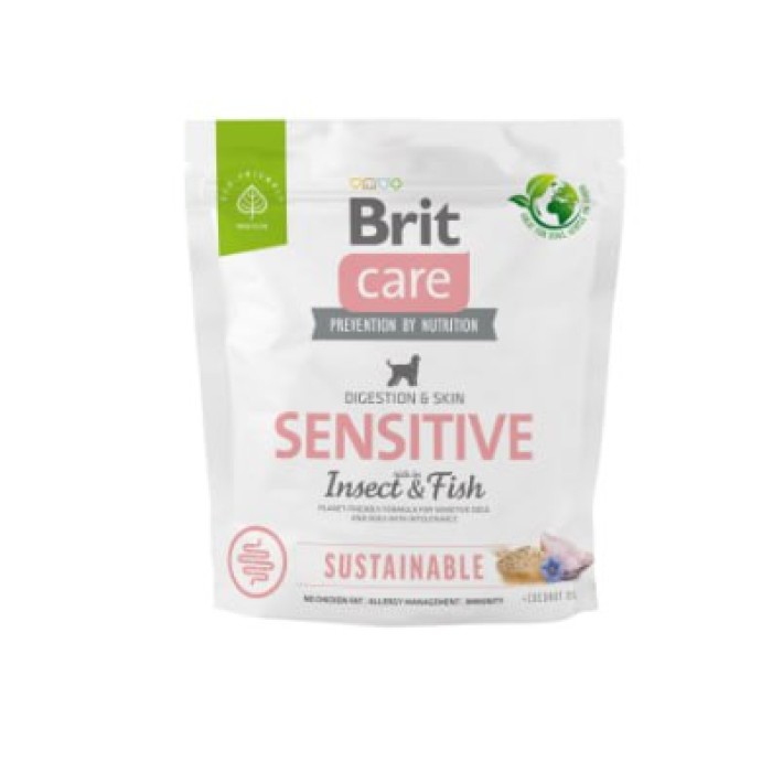 Корм для собак с чувствительным пищеварением Brit Care Dog Sustainable Sensitive с рыбой и насекомыми, 1 кг