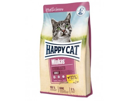 Happy Cat MINKAS STERILISED корм для стерилизованных кошек и кастрированных котов 10кг