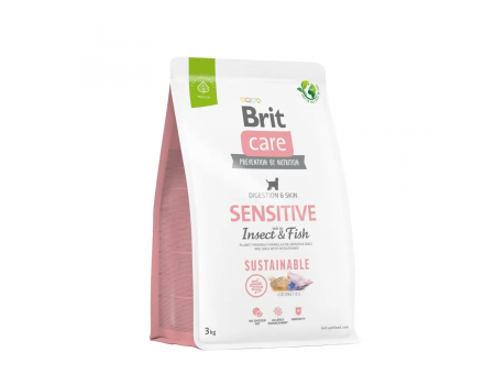 Корм для собак с чувствительным пищеварением Brit Care Dog Sustainable Sensitive с рыбой и насекомыми, 3 кг