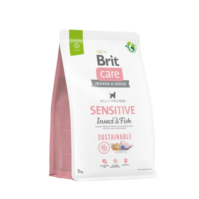 Корм для собак с чувствительным пищеварением Brit Care Dog Sustainable Sensitive с рыбой и насекомыми, 3 кг
