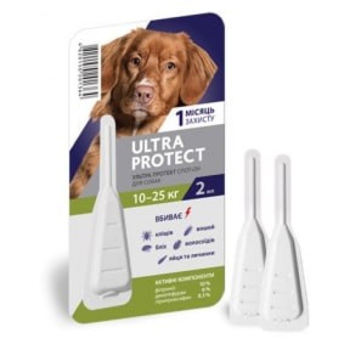 КАПЛИ НА ХОЛКУ ULTRA PROTECT ОТ БЛОХ И КЛЕЩЕЙ ДЛЯ СОБАК 10-25 КГ