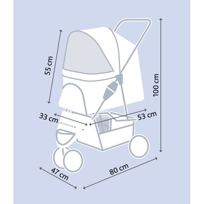 Коляска для домашніх тварин "Buggy" TRIXIE,47 х 100 х 80 см, вага 4.6 кг, чорна.