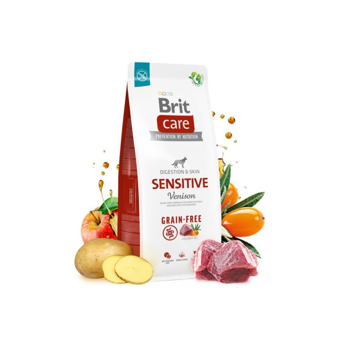 Корм для собак із чутливим травленням Brit Care Dog Grain-free Sensitive беззерновий з оленіною, 12 кг