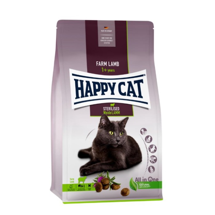 Happy Cat Adult Sterilised Weide-Lamm  для стерилізованих кішок з ягнятком, 10 кг