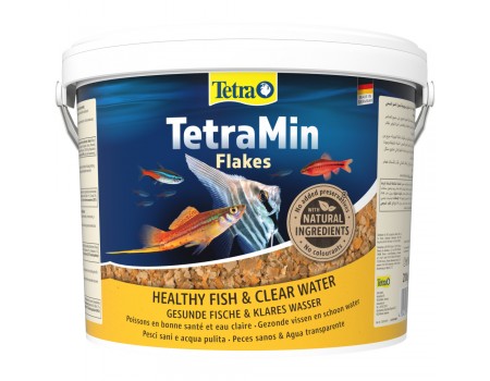 Корм сухой Tetra Min Flakes для тропических аквариумных рыбок, в хлопьях, 10 л/2,1 кг