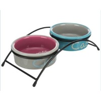 Миски для кішок TRIXIE - керамічні на підставці, 2 x 0,3 л/? 12 см.