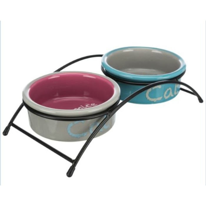 Миски для кішок TRIXIE - керамічні на підставці, 2 x 0,3 л/? 12 см.
