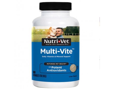 Nutri-Vet Multi-Vit НУТРИ-ВЕТ МУЛЬТИ-ВИТ мультивитамины для собак, жевательные таблетки, 180 табл
