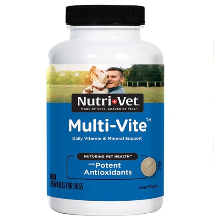 Nutri-Vet Multi-Vit НУТРИ-ВЕТ МУЛЬТИ-ВИТ мультивитамины для собак, жевательные таблетки, 180 табл