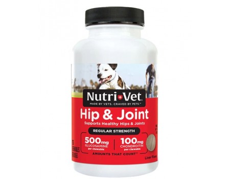 Nutri-Vet Hip&Joint Regular НУТРІ-ВІТ ЗВ'ЯЗКИ І СУСТАВИ РЕГУЛЯР, 1 рівень, хондроїтин та глюкозамін для собак, з ЧСЧ, 75 табл.