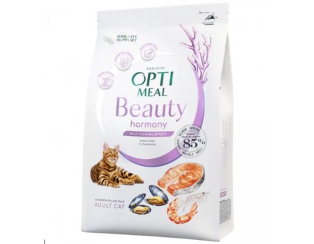 Сухой корм Optimeal Beauty Harmony для кошек, с успокаивающим эффектом, на основе морепродуктов, 1.5 кг