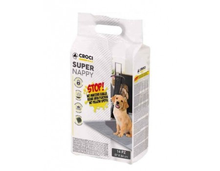 SUPER NAPPY(СУПЕР НАППИ) Пеленки для собак с активным углем  84Х57 см 14 шт