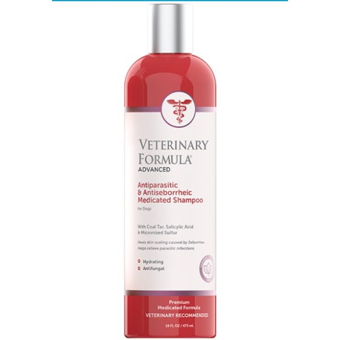 Veterinary Formula Antiparasitic & Antiseborrheic Medicated Shampoo ШАМПУНЬ для собак, з кам'яновугільним дьогтем, саліцилової кислот, 0.473 л.