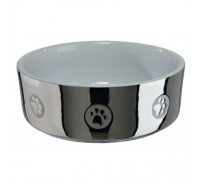 Миска керамическая для собак TRIXIE - с рисунком, 0,3л/D  12 см, сереб..
