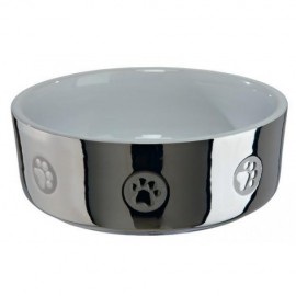 Миска керамічна для собак TRIXIE - з малюнком, 0,8 л/D 15 см, срібло/б..