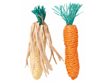 Морковь+кукуруза плетеная, TRIXIE, 15см/2шт (солома)