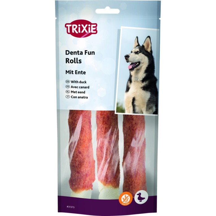 Ласощі Trixie Denta Fun Rolls with Duck для собак Паличка для чищення зубів з качкою, 17 см, 140 г, 3 шт