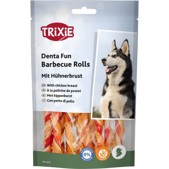 Ласощі Trixie Denta Fun Barbecue Rolls with chicken breast для собак Паличка для чищення зубів з курячою грудкою, 12 см, 80 г, 10 шт