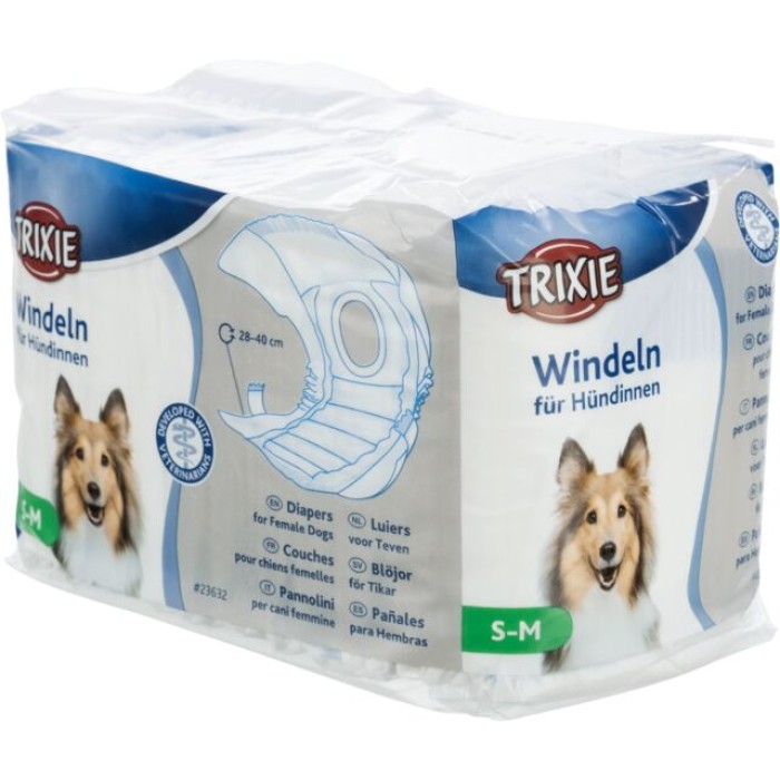Памперси для собак TRIXIE, CM (упак. 12 шт.) Обхват талії: 28-40 см