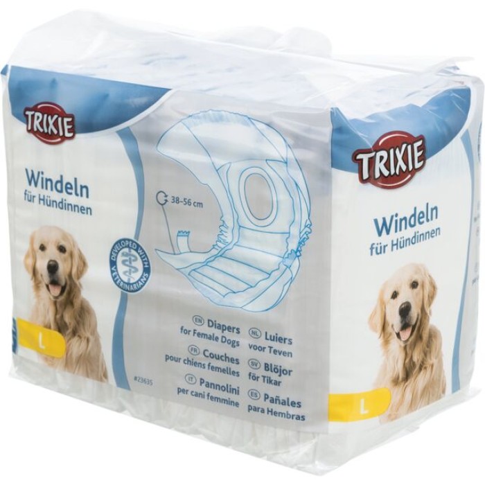 Памперси для собак TRIXIE, L (упак. 12 шт.) Обхват талії: 38-56