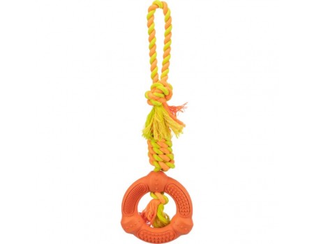 Кольцо на канате для собак TRIXIE - Denta Fun, D- 12 см / 41 см, оранжевый/лайм