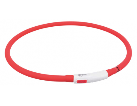 Ошейник светящийся TRIXIE USB(силикон)70см/10мм, красный