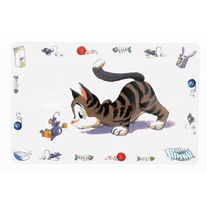 Коврик"Comic cat"под миску для еды, TRIXIE,  44х28см(кошка)