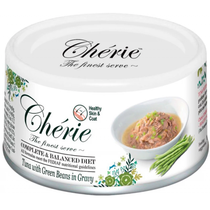 Консерва для котів Cherie "Hair & Coat", з тунцем та зеленою квасолею, 80 гр