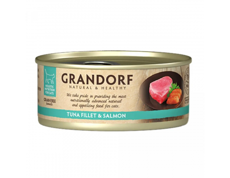 Влажный корм для кошек Grandorf TUNA FILLET & SALMON филе тунца с лососем, 70 г