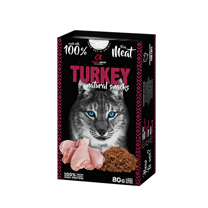 Ласощі для котів Alpha spirit CAT NATURAL SNACK TURKEY Натурал Снек, індичка, 80 г