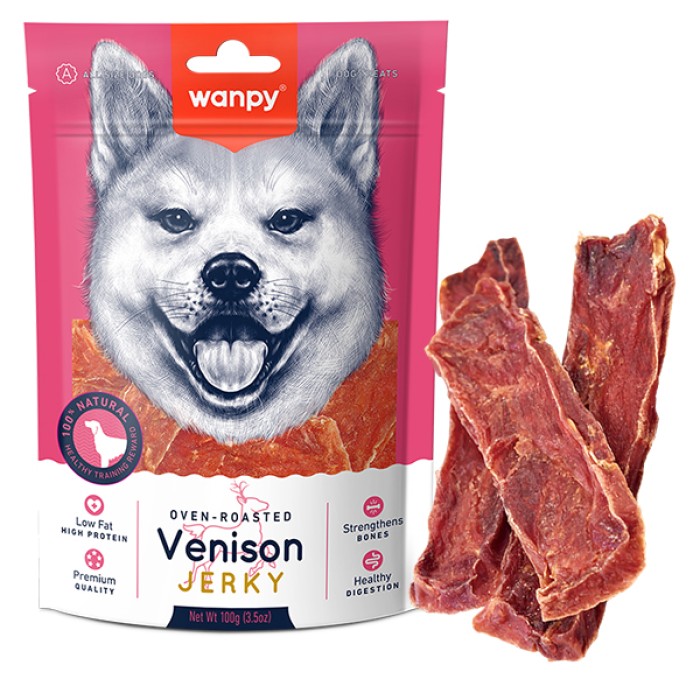 Wanpy Venison Jerky ВАНПИ ВЯЛЕНАЯ ОЛЕНИНА С УТОЙ СЛАЙСЫ лакомство для собак, 0.1 кг