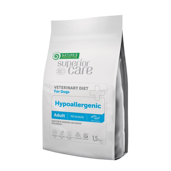 Сухий дієтичний корм Natures Protection Superior Care Hypoallergenic, для дорослих собак, гіпоалергенний, білок комах, 1,5 кг 