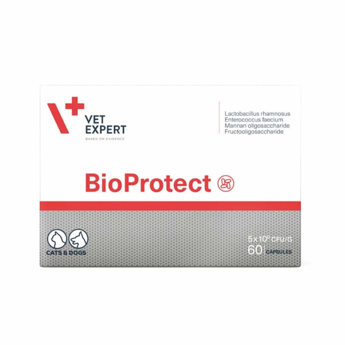 Vet Expert BioProtect Харчова добавка для котів і собак із порушеною шлунково-кишковою мікрофлорою, 60 капс.	