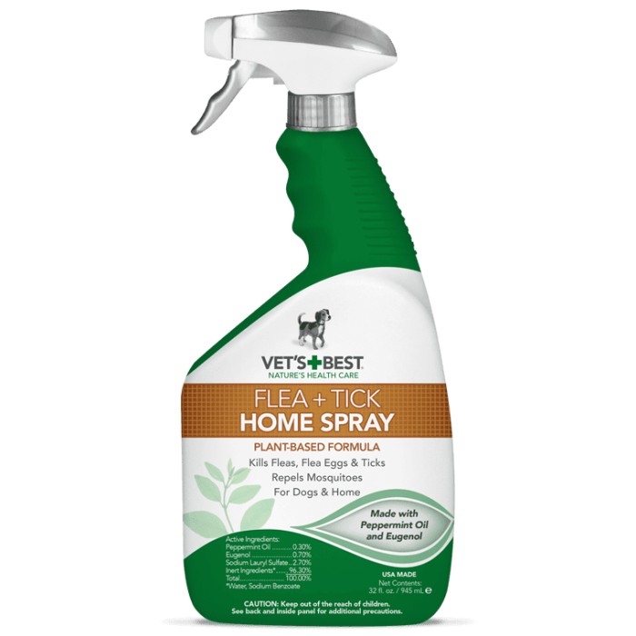 VET`S BEST Natural Flea & Tick Home Spray Универсальный домашний спрей от блох, клещей и москитов для собак и для дома 945 мл