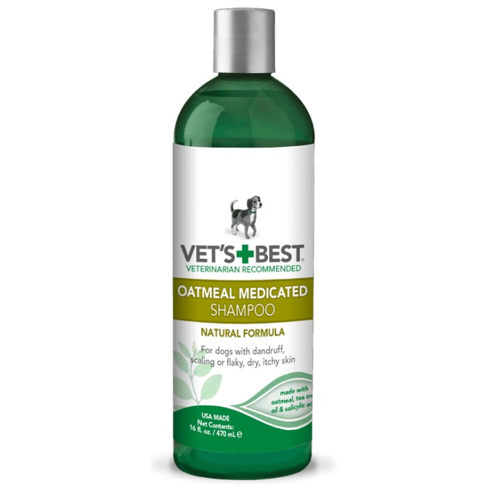 VET`S BEST Oatmeal Med Shampoo Терапевтичний Шампунь від лупи, лущення, для сухої шкіри 470 мл