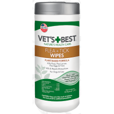 VET`S BEST Flea Tick Wipes Влажные салфетки от насекомых для собак (50 шт)