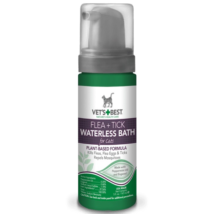 VET`S BEST Flea&Tick Waterless Bath For Cats Моющая пена от блох, клещей и москитов для кошек 147 мл