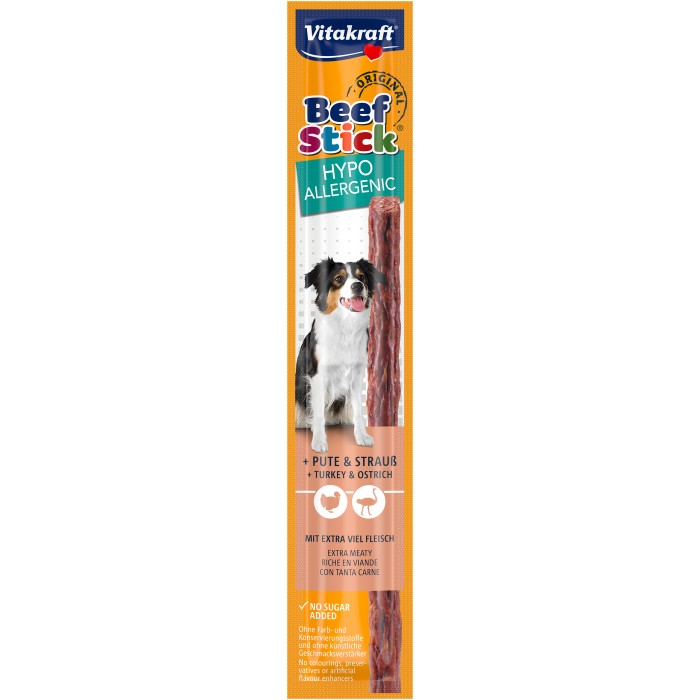 Мясные палочки Vitakraft Beef Stick Hypoallergenic, для собак, с индейкой и страусом, 12 гр