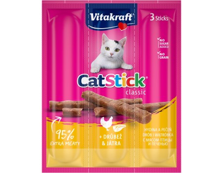М'ясні палички Vitakraft  Cat Stick Рoultry & Liver, для котів, з птицею та печінкою, 3*6 гр