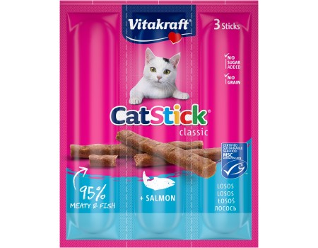 М'ясні палички Vitakraft  Cat Stick Salmon MSC, для котів, з лососем, 3*6 гр