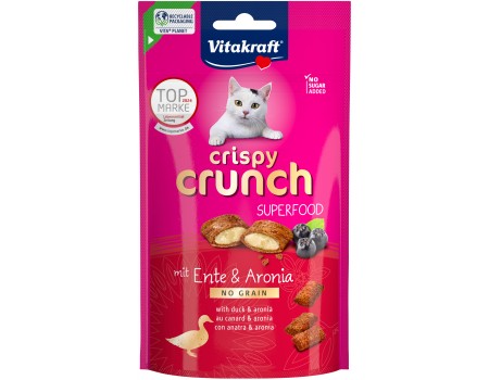 Хрусткі ласощі Vitakraft Crispy Crunch duck +aronia, для котів, з кремовою начинкою з качкою та ягодами, 60 гр
