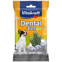 Палички Vitakraft Dental 3 in1 fresh XS, для догляду за зубами з м'ятою для собак вагою до 5 кг, 70 гр