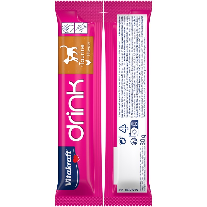 Напій Vitakraft Drink Chicken Flavour + Taurine, для котів, куркою і таурином, 5*30 г