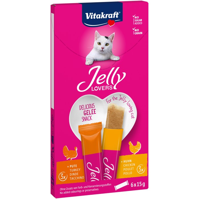 Желе Vitakraft Jelly Lovers MP, для кошек, курицей и индейкой, 6*15 г