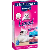 Крем-снек Vitakraft Cat Liquid Snack Multipack, з лососем/ліверною ковбасою (2 смаки), 16*15 гр