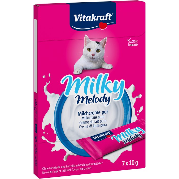 Крем-снек Vitakraft Milky Melody Pur, для котів, з вершками, знижений вміст лактози, 7*10 гр