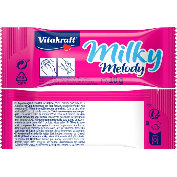 Крем-снек Vitakraft Milky Melody Pur, для котів, з вершками, знижений вміст лактози, 7*10 гр