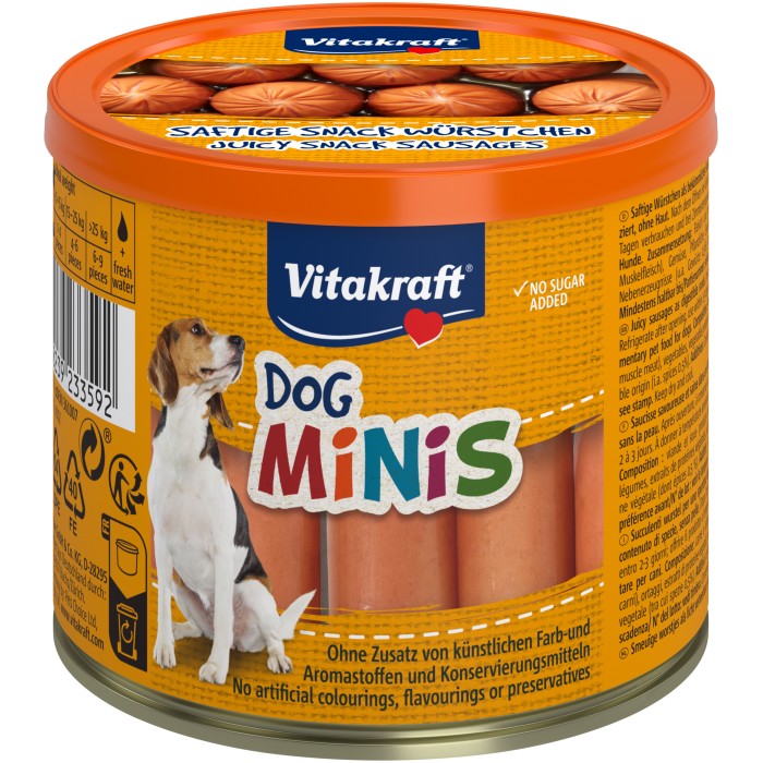 Сосиски мини Vitakraft Dog Minis, для собак, без оболочки, беззерновые, 120 гр