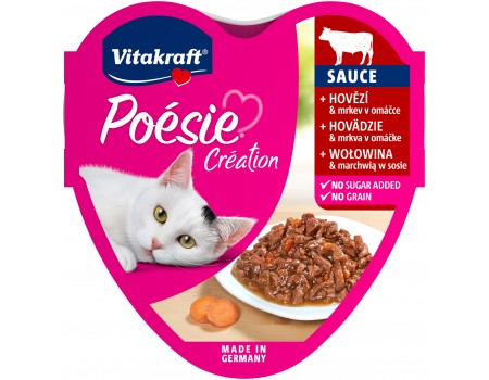 Корм вологий Vitakraft Poesie Creat, для котів, з яловичиною та морквою в соусі , 85 г