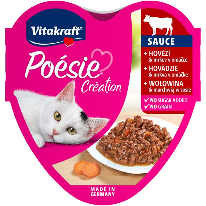Корм вологий Vitakraft Poesie Creat, для котів, з яловичиною та морквою в соусі , 85 г